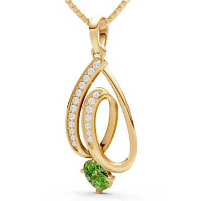 Peridot Gemstone Teardrop Oval Shape Pendant
