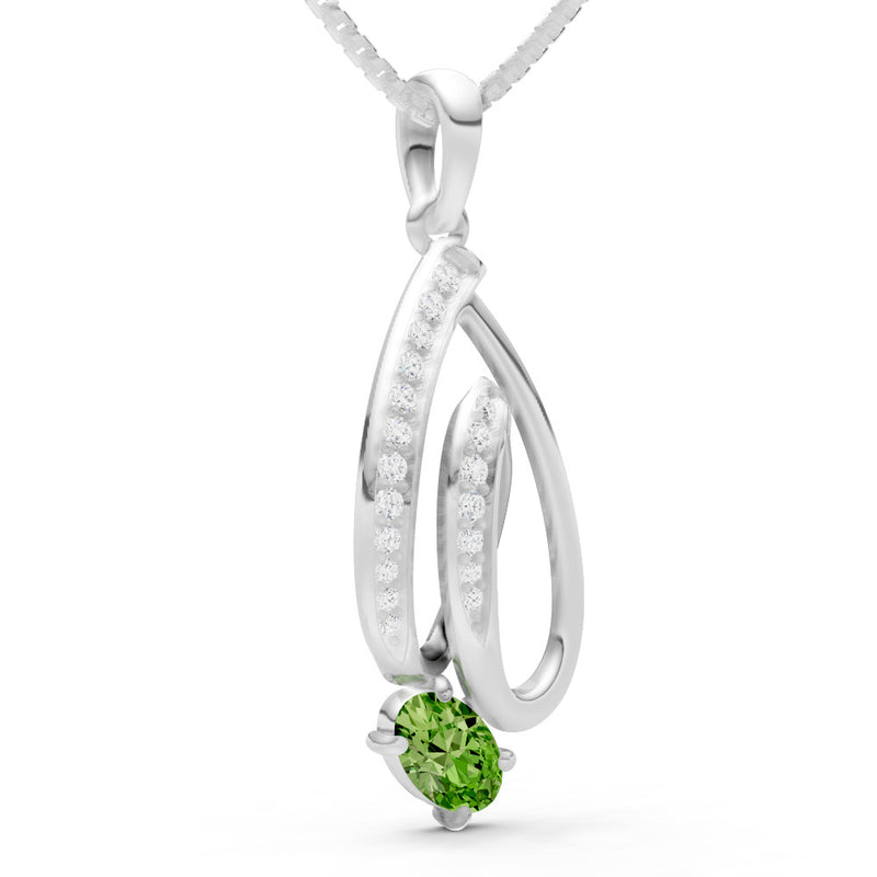 Peridot Gemstone Teardrop Oval Shape Pendant