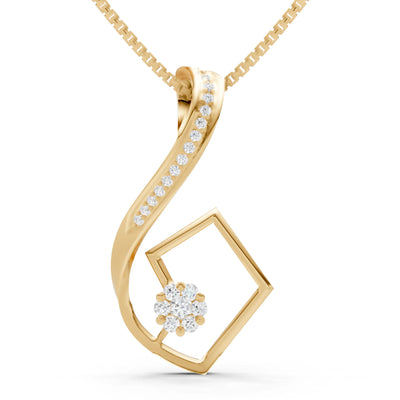 Diamond Geometric Floral Stone Pendant