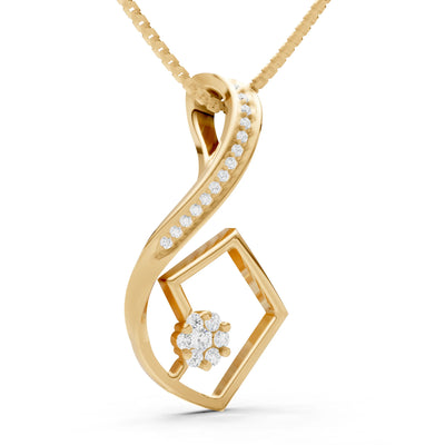 Diamond Geometric Floral Stone Pendant