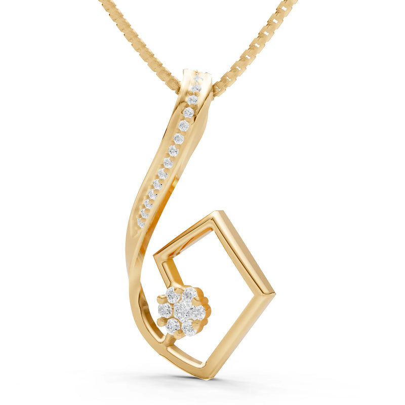 Diamond Geometric Floral Stone Pendant