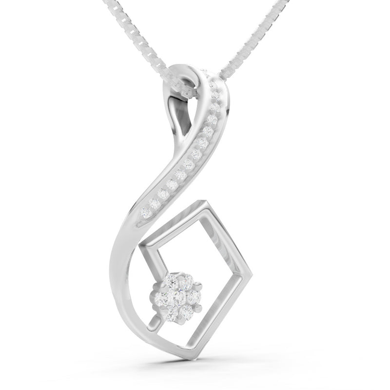 Diamond Geometric Floral Stone Pendant