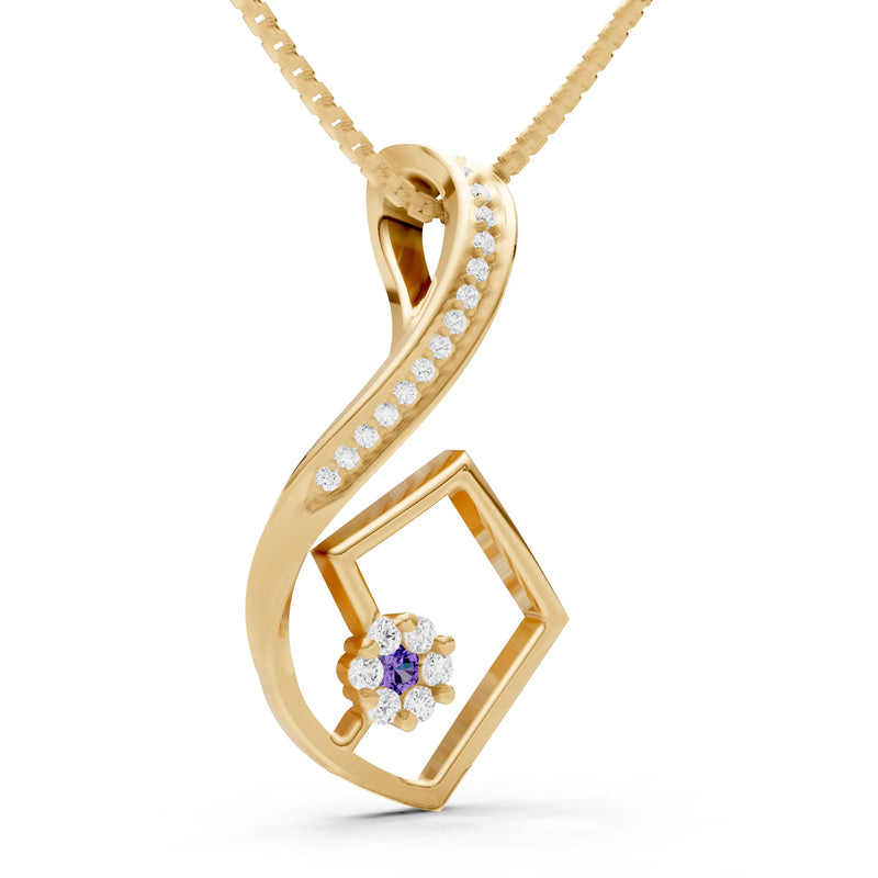 Amethyst Geometric Floral Stone Pendant