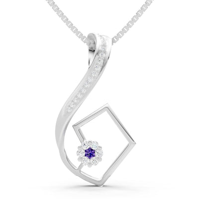 Amethyst Geometric Floral Stone Pendant