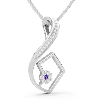 Amethyst Geometric Floral Stone Pendant