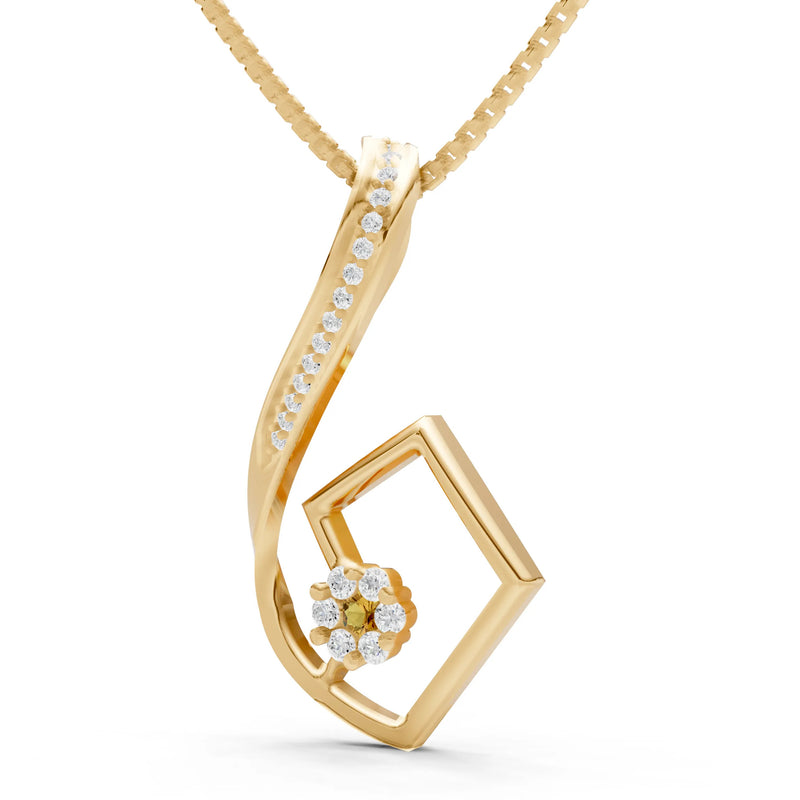 Citrine Geometric Floral Stone Pendant