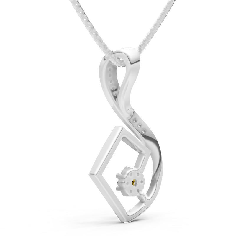 Citrine Geometric Floral Stone Pendant