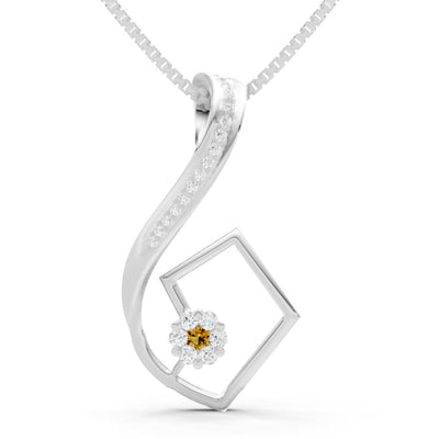 Citrine Geometric Floral Stone Pendant