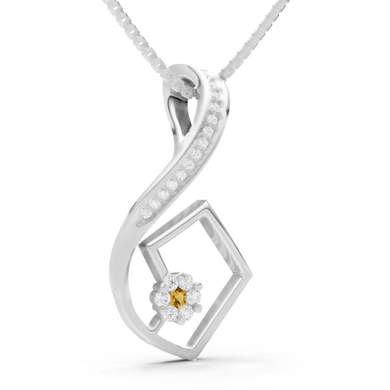 Citrine Geometric Floral Stone Pendant