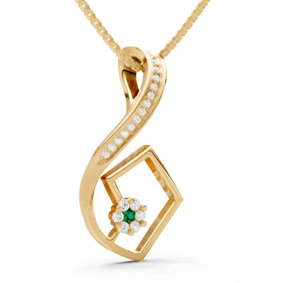 Emerald Geometric Floral Stone Pendant