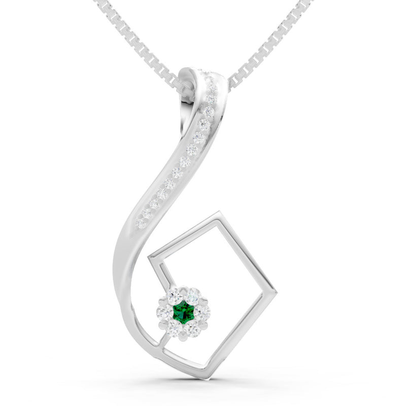 Emerald Geometric Floral Stone Pendant