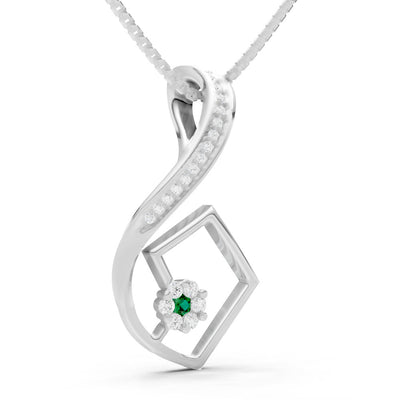 Emerald Geometric Floral Stone Pendant