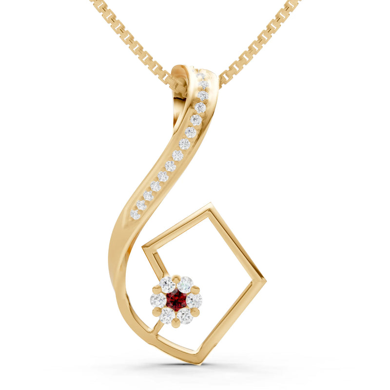 Garnet Geometric Floral Stone Pendant
