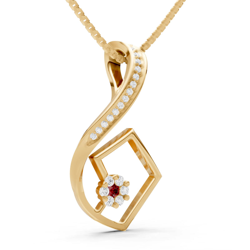 Garnet Geometric Floral Stone Pendant