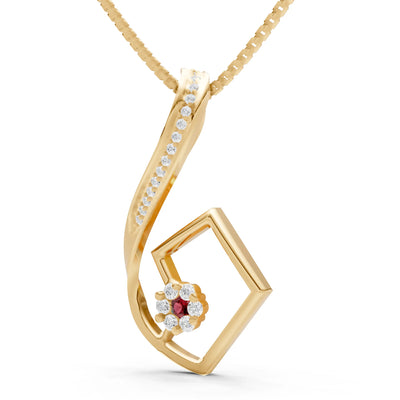 Garnet Geometric Floral Stone Pendant