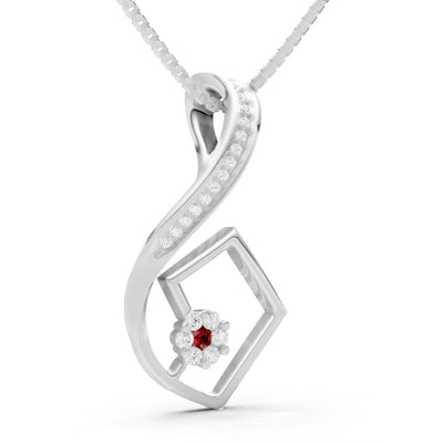 Garnet Geometric Floral Stone Pendant