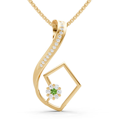 Peridot Geometric Floral Stone Pendant