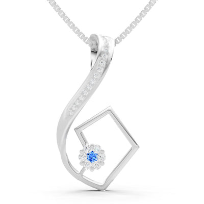 Swiss Blue Topaz Geometric Floral Stone Pendant