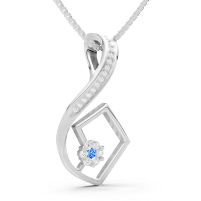 Swiss Blue Topaz Geometric Floral Stone Pendant