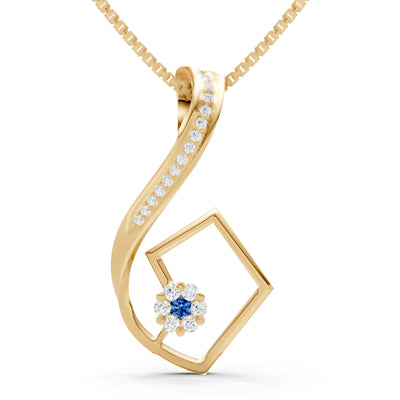 London Blue Topaz Geometric Floral Stone Pendant