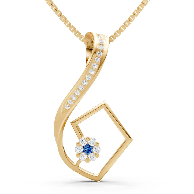 London Blue Topaz Geometric Floral Stone Pendant