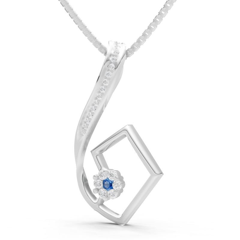 London Blue Topaz Geometric Floral Stone Pendant