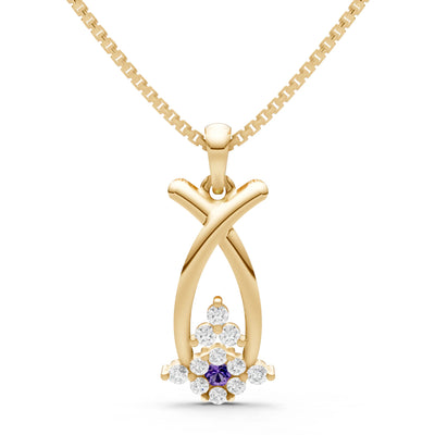 Amethyst Abstract Wishbone Accent Pendant