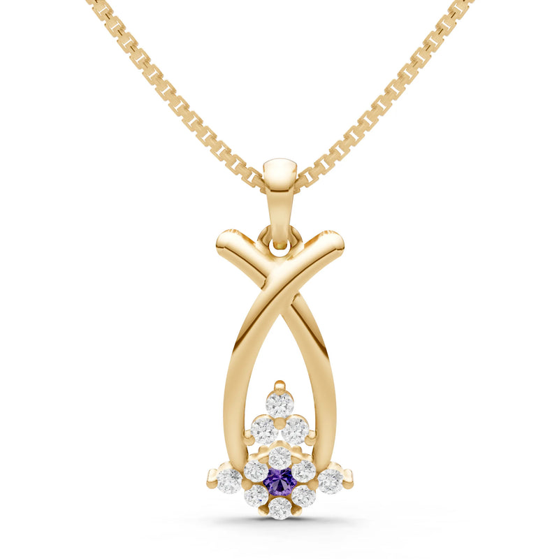 Amethyst Abstract Wishbone Accent Pendant