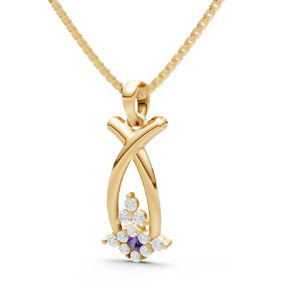 Amethyst Abstract Wishbone Accent Pendant