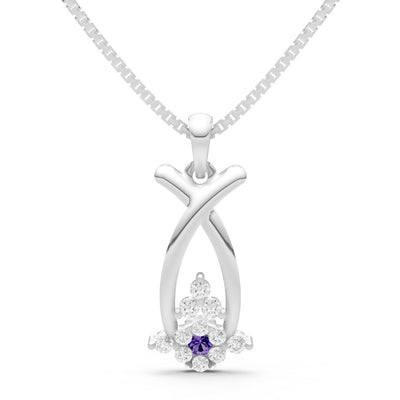 Amethyst Abstract Wishbone Accent Pendant