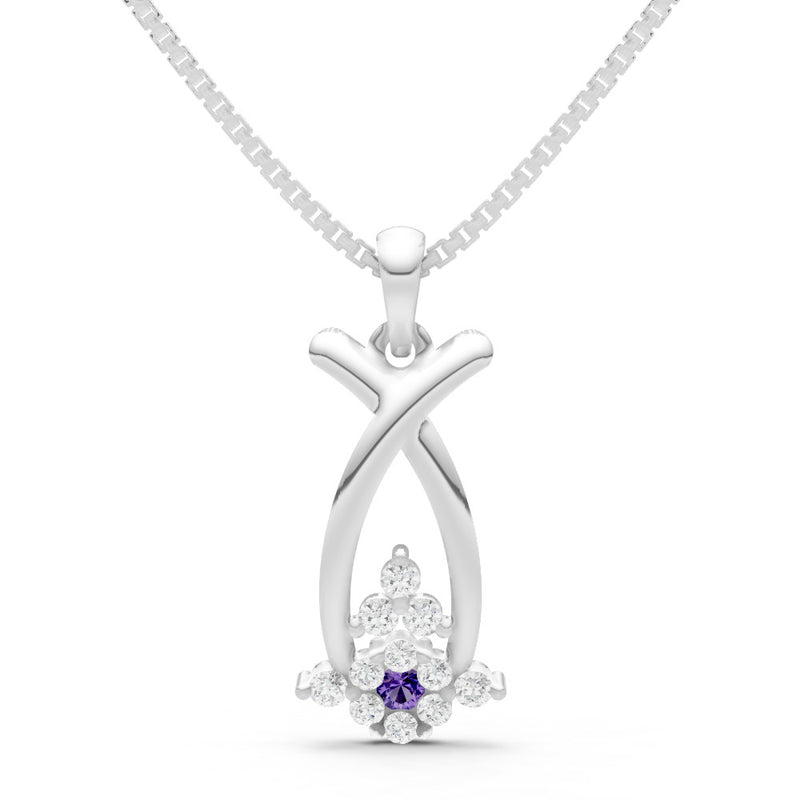 Amethyst Abstract Wishbone Accent Pendant