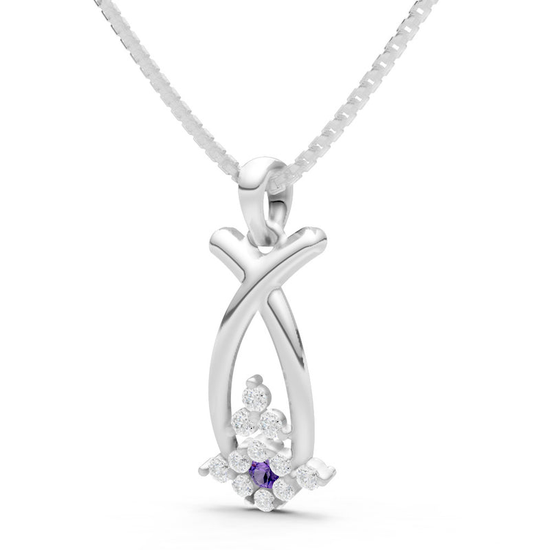 Amethyst Abstract Wishbone Accent Pendant