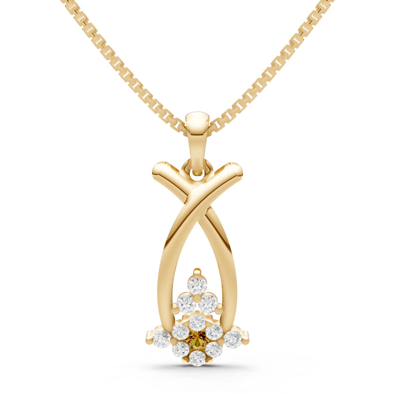 Citrine Abstract Wishbone Accent Pendant