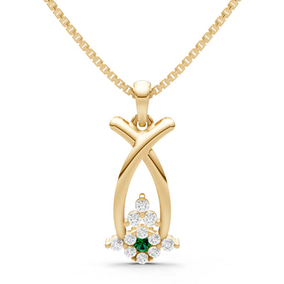 Emerald Abstract Wishbone Accent Pendant