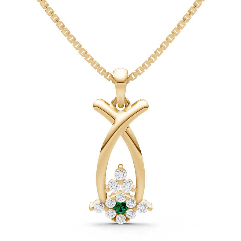 Emerald Abstract Wishbone Accent Pendant