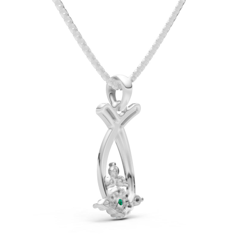 Emerald Abstract Wishbone Accent Pendant