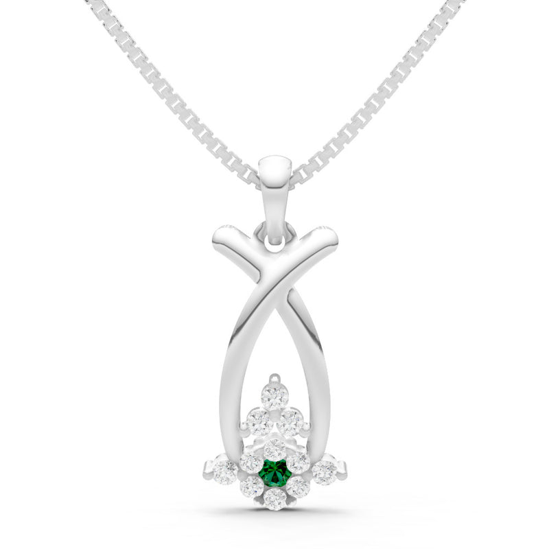 Emerald Abstract Wishbone Accent Pendant