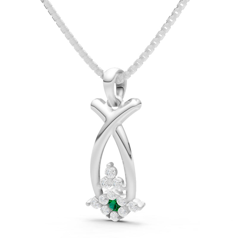 Emerald Abstract Wishbone Accent Pendant