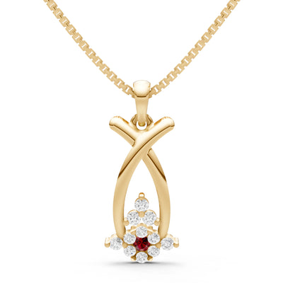 Garnet Abstract Wishbone Accent Pendant