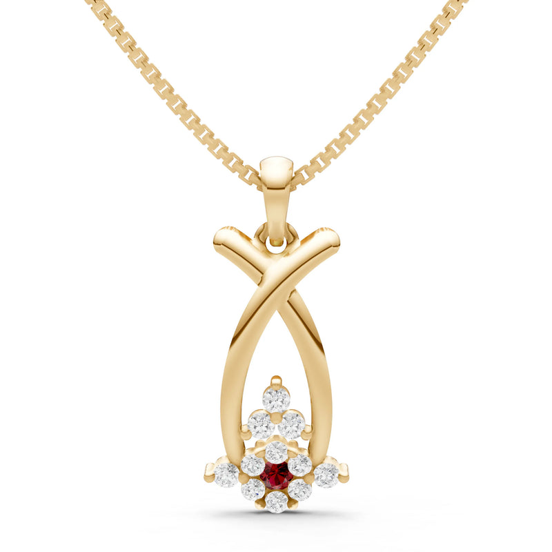 Garnet Abstract Wishbone Accent Pendant