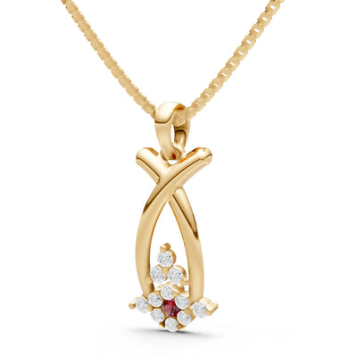 Garnet Abstract Wishbone Accent Pendant