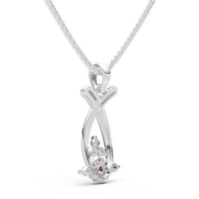 Garnet Abstract Wishbone Accent Pendant