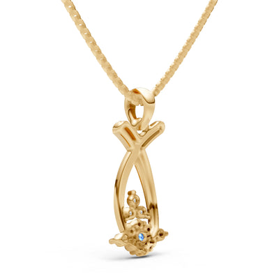 Swiss Blue Topaz Abstract Wishbone Accent Pendant