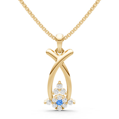 Swiss Blue Topaz Abstract Wishbone Accent Pendant