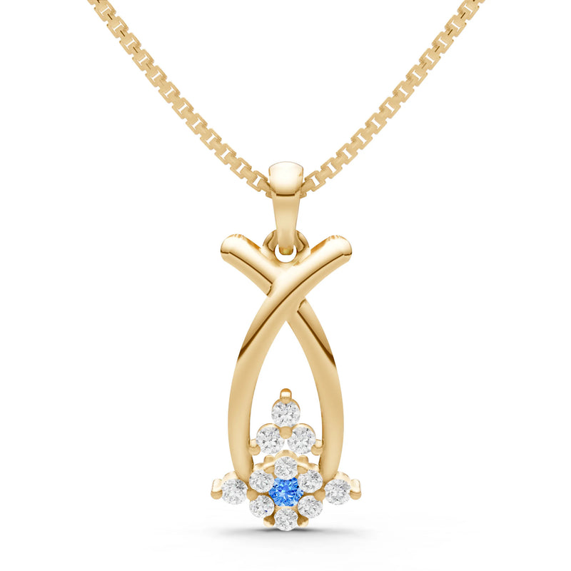 Swiss Blue Topaz Abstract Wishbone Accent Pendant