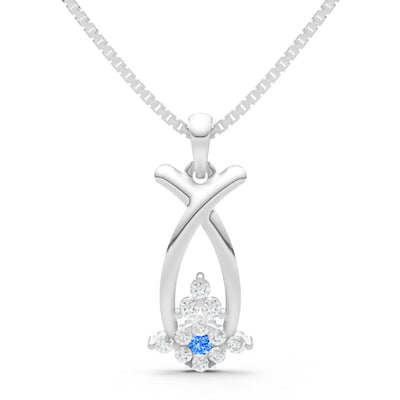 Swiss Blue Topaz Abstract Wishbone Accent Pendant