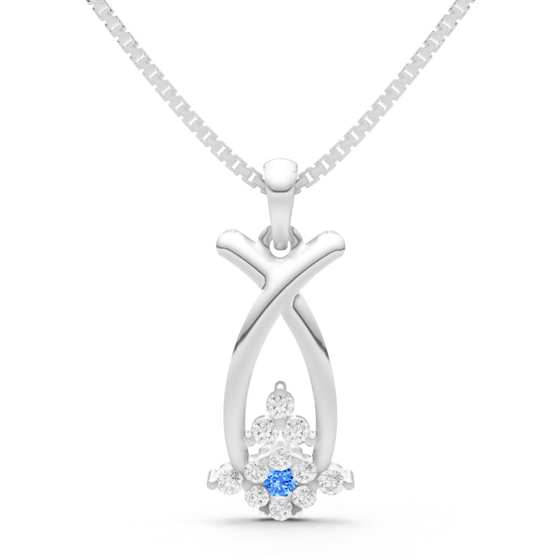 Swiss Blue Topaz Abstract Wishbone Accent Pendant