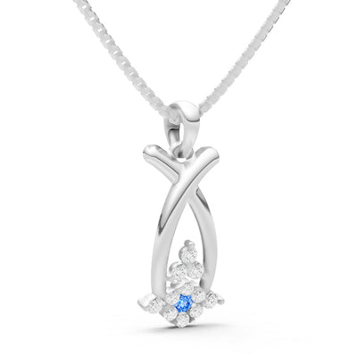 Swiss Blue Topaz Abstract Wishbone Accent Pendant