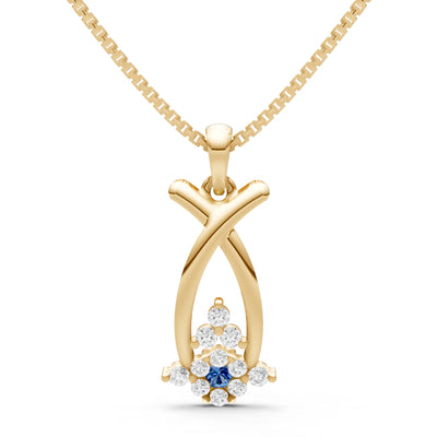 London Blue Topaz Abstract Wishbone Accent Pendant