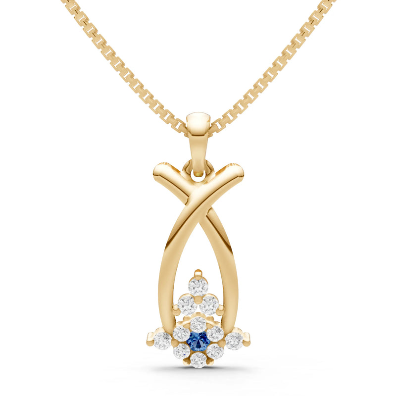 London Blue Topaz Abstract Wishbone Accent Pendant